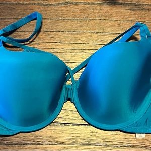 Victoria’s Secret Bra 36D Teal Blue-Green Underwire Shaped Cups Worn Twice